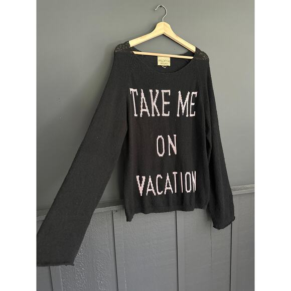 Wildfox White Label Black Take me on Vacation Oversized Knit Sweater Size Small - Picture 2 of 6